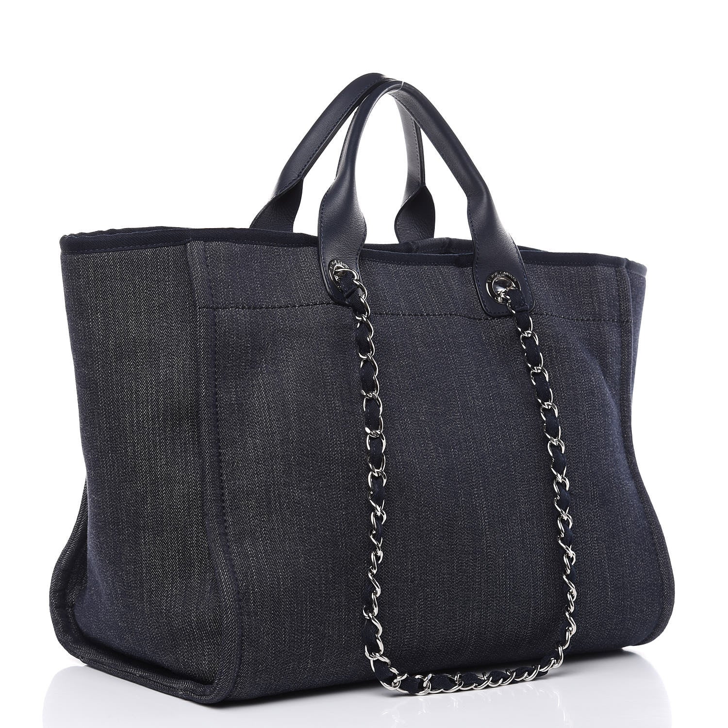 Chanel Denim Large Deauville Tote Dark Blue 3 of 10