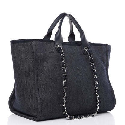 Chanel Denim Large Deauville Tote Dark Blue 3 of 10