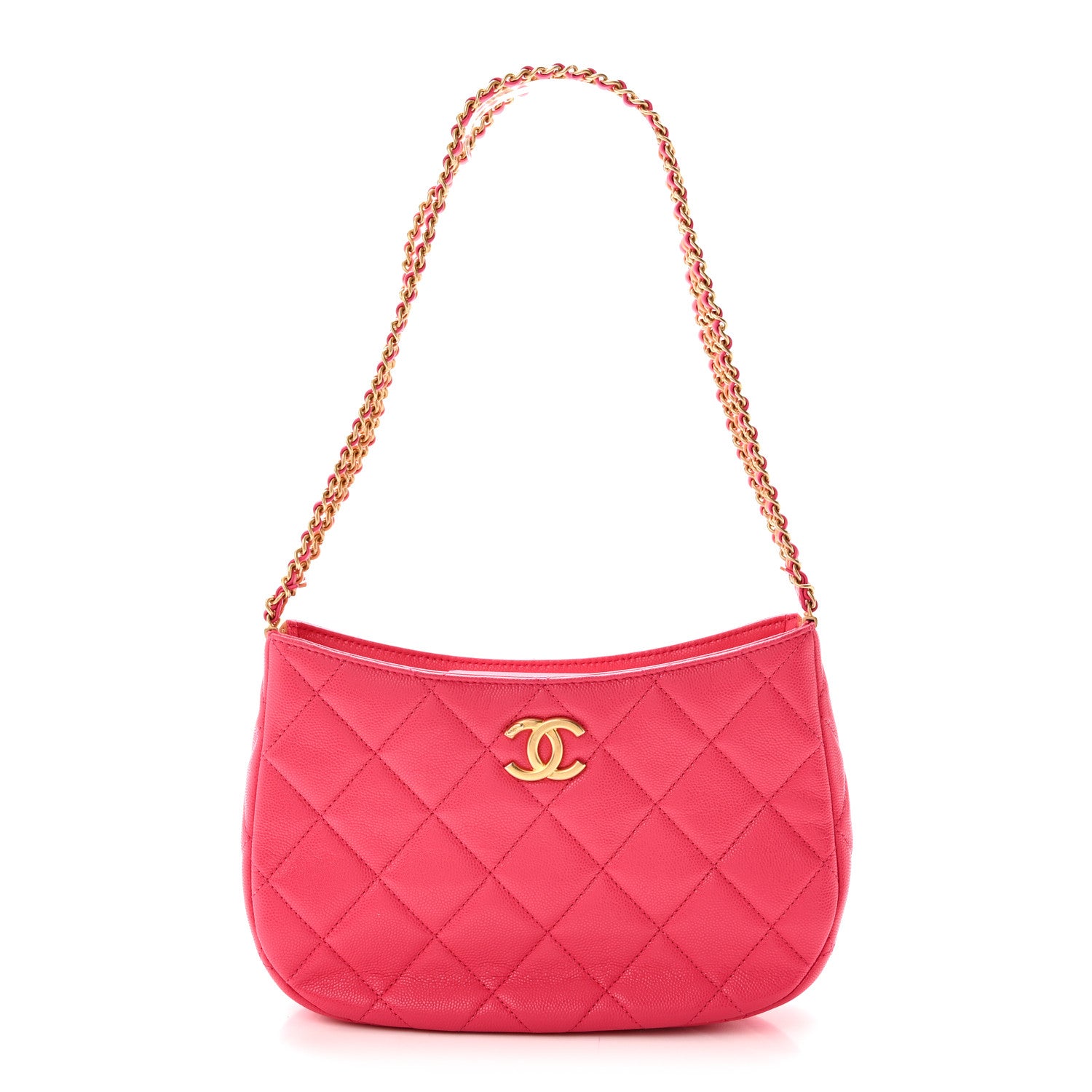 Chanel Caviar Quilted Triple Chain Shoulder Bag Pink 1 of 10