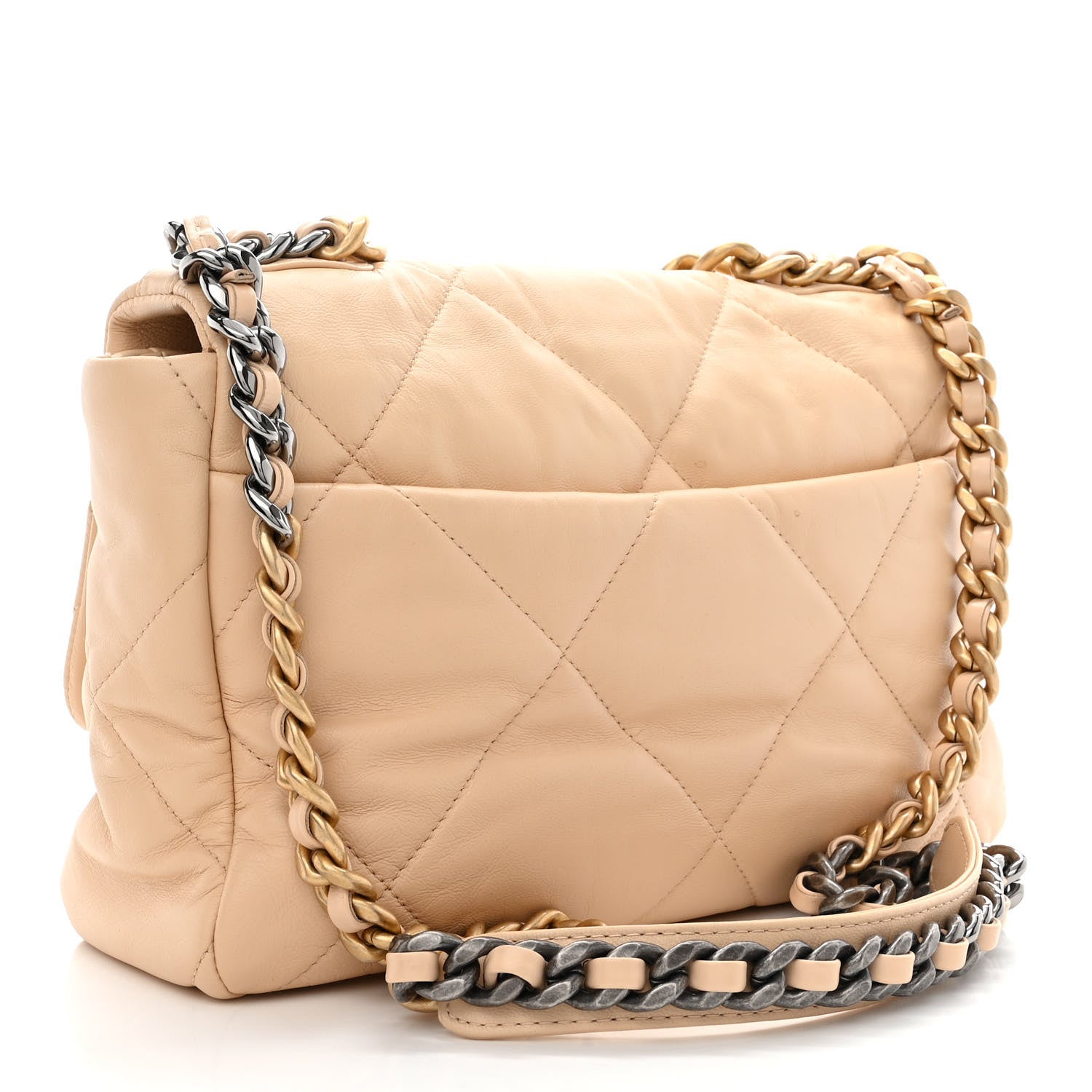 Chanel Goatskin Quilted Large Chanel 19 Flap Beige 3 of 11