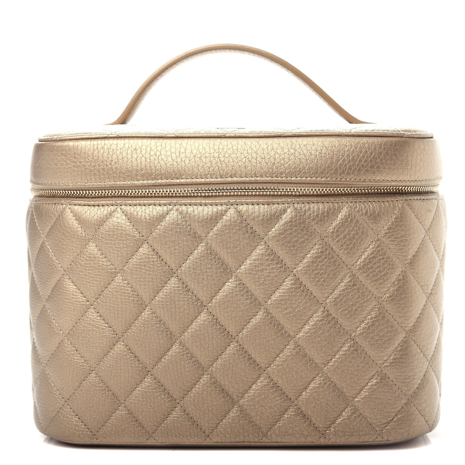 Chanel Metallic Calfskin Quilted Large Vanity Pouch Gold 1 of 8