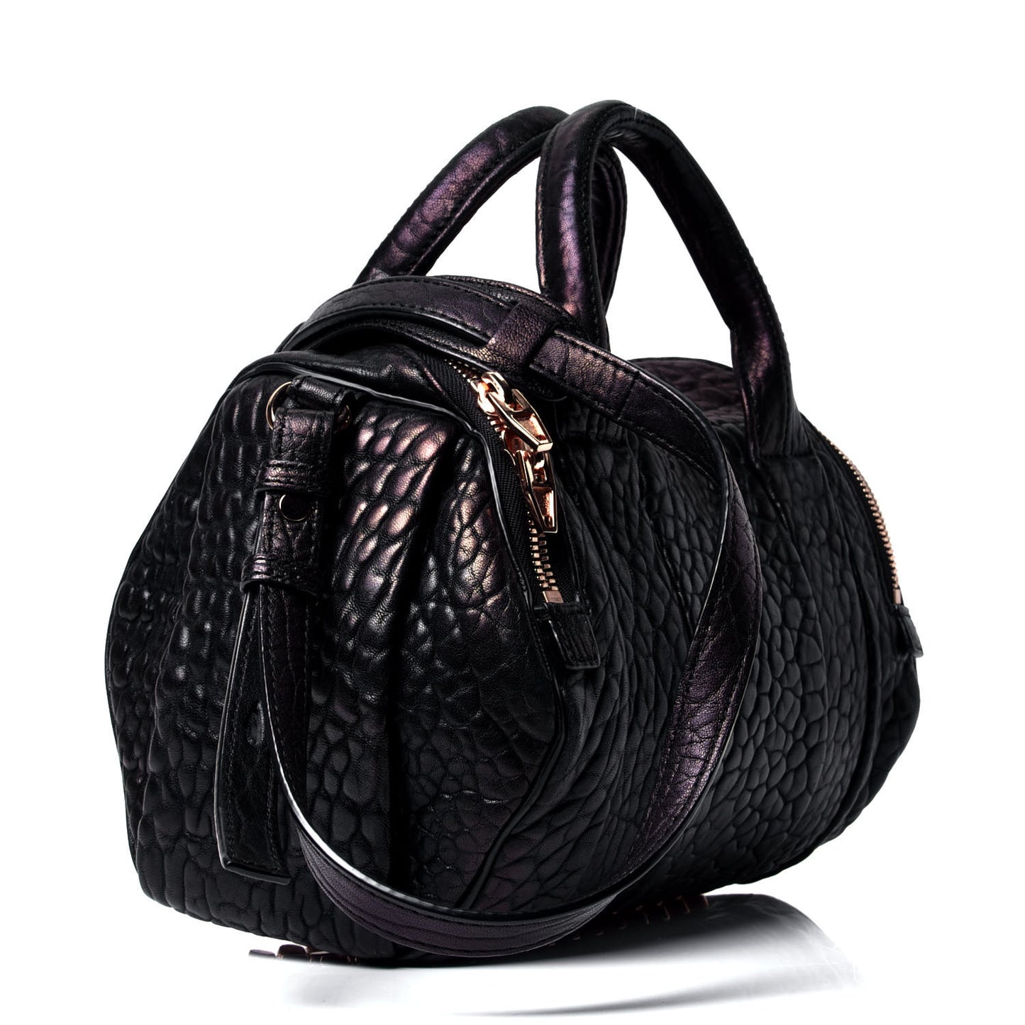 Pebbled Lambskin Rockie Black Rose Gold Hardware