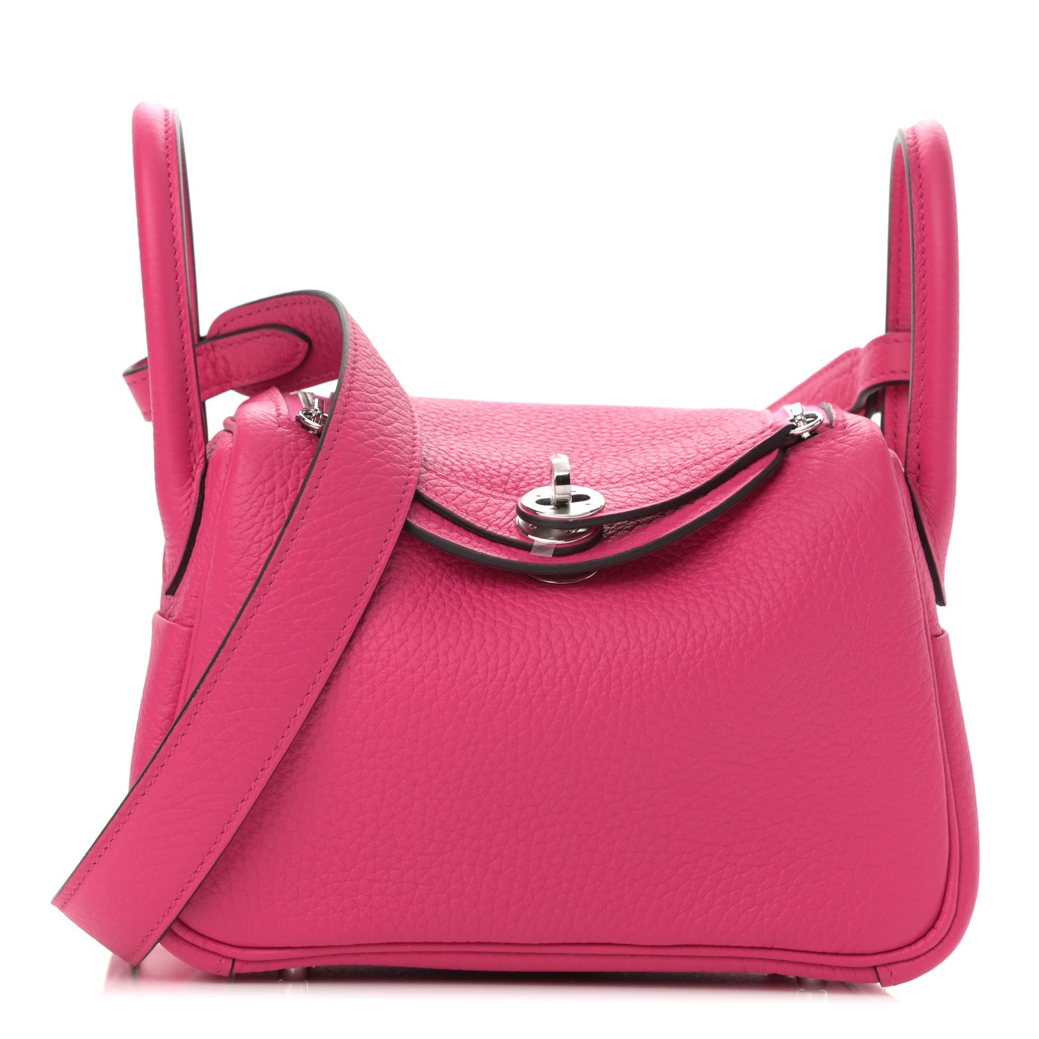 Hermes Taurillon Clemence Mini Lindy 20 Rose Shocking 1 of 11