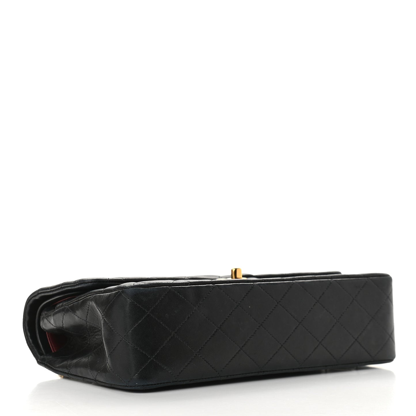 Lambskin Quilted Medium Double Flap Black
