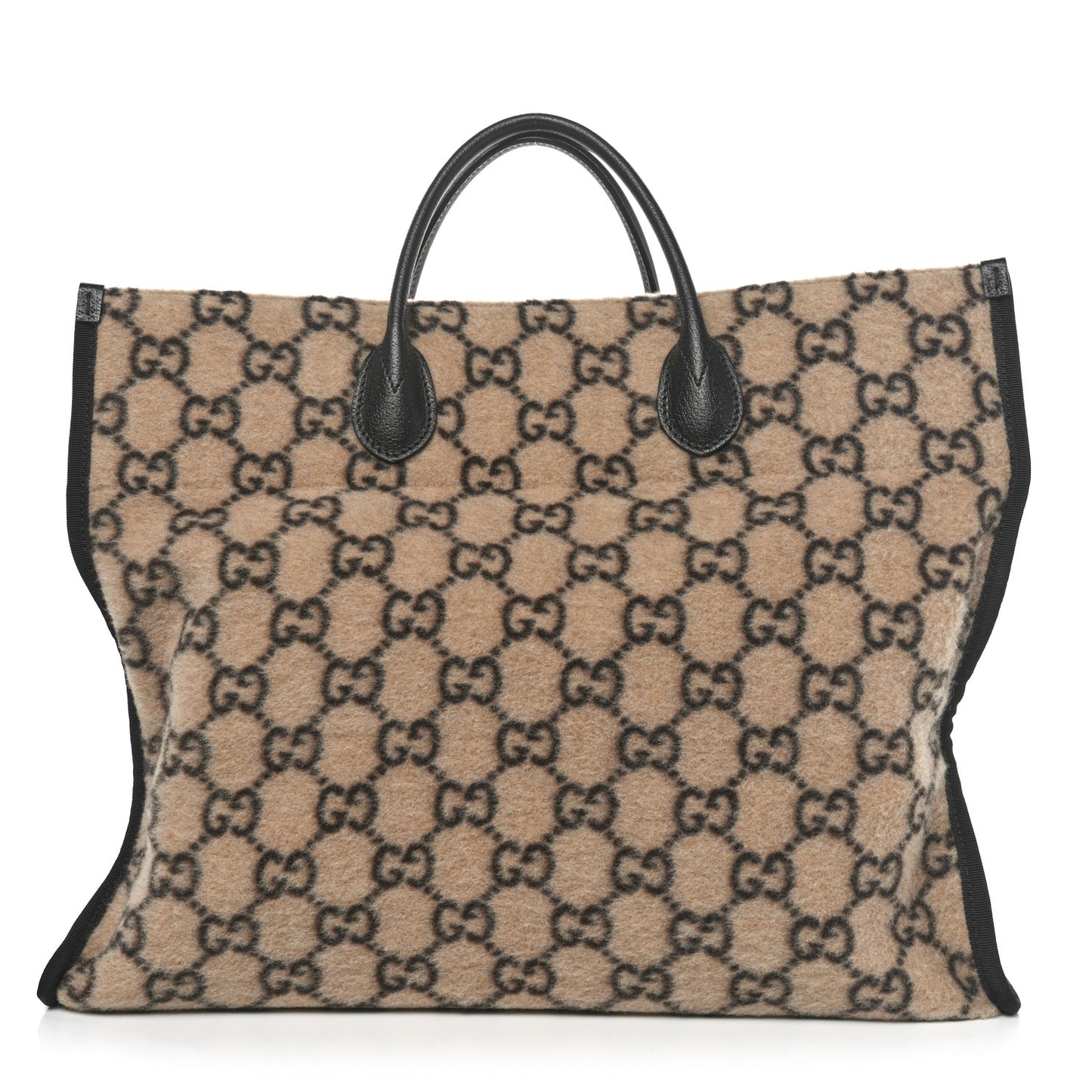 Covered Wool GG Monogram Large Tote Bag Beige Ebony