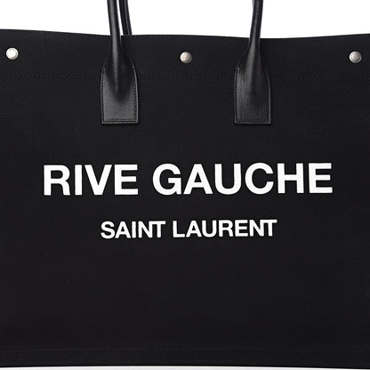Saint Laurent Linen Calfskin Rive Gauche Tote Black 6 of 10
