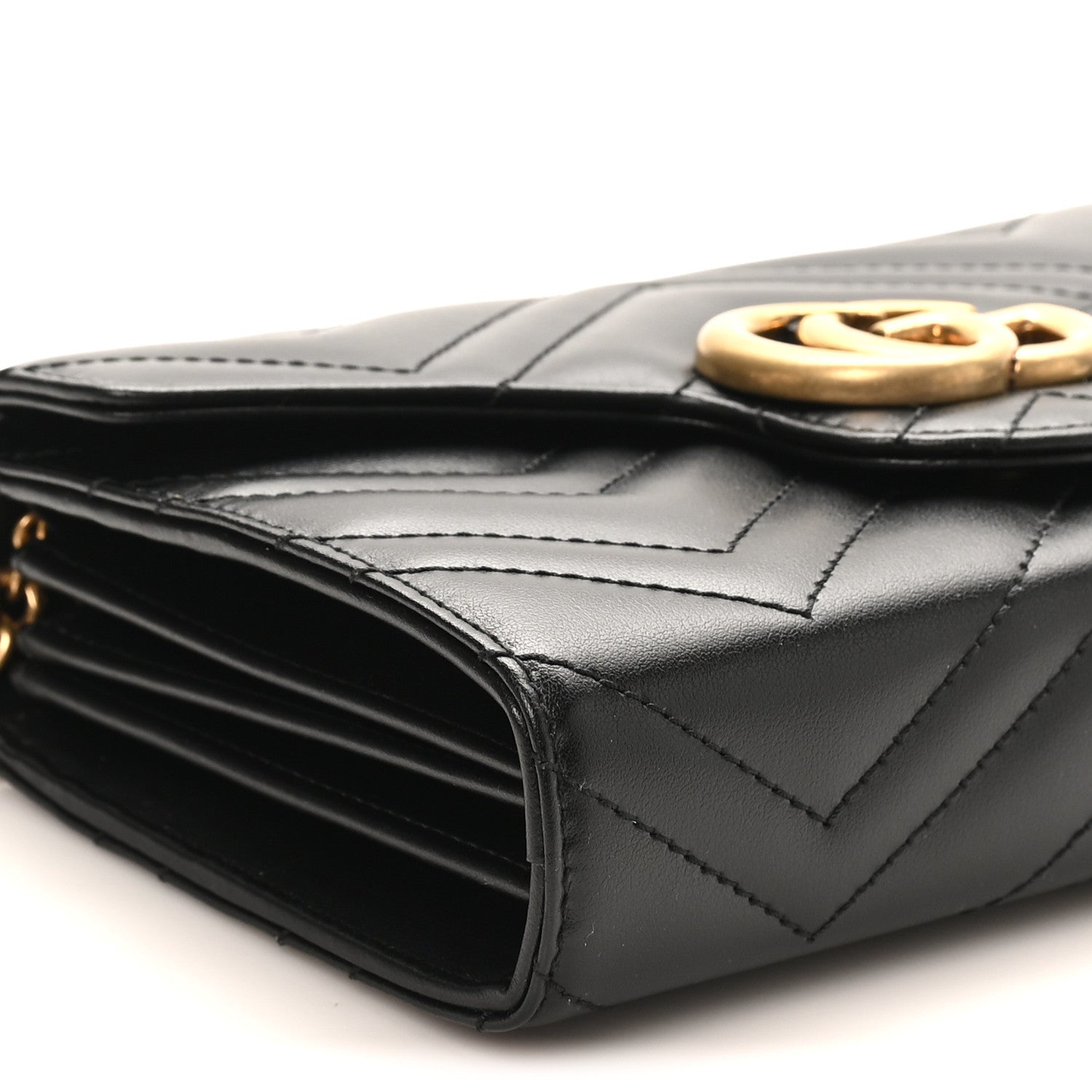 Gucci Calfskin Matelasse GG Marmont Chain Wallet Black 8 of 10