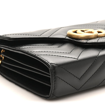 Gucci Calfskin Matelasse GG Marmont Chain Wallet Black 8 of 10