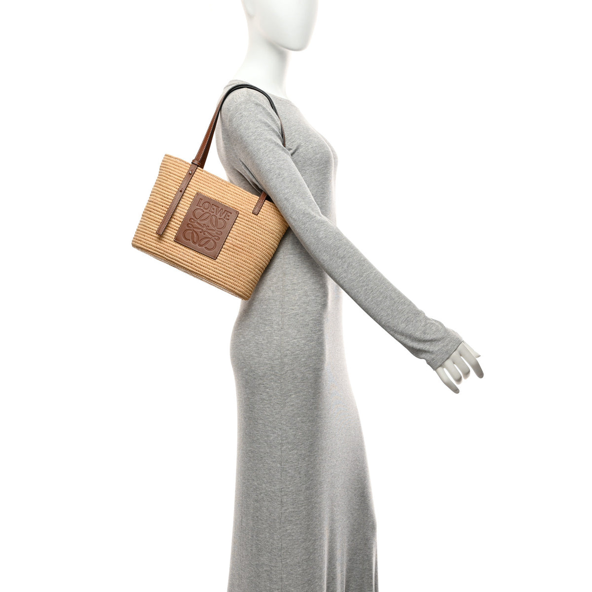 Raffia Small Square Basket Tote Bag Natural Tan