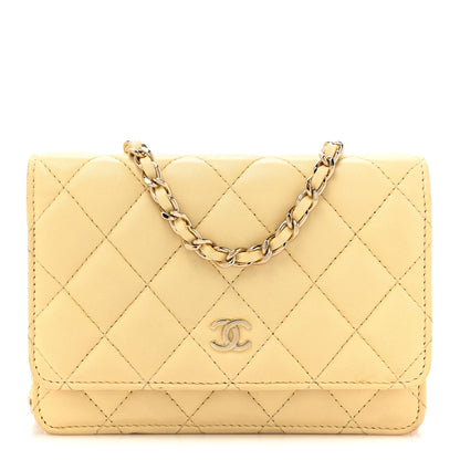 Chanel Lambskin Quilted Mini Wallet On Chain WOC Yellow 1 of 20
