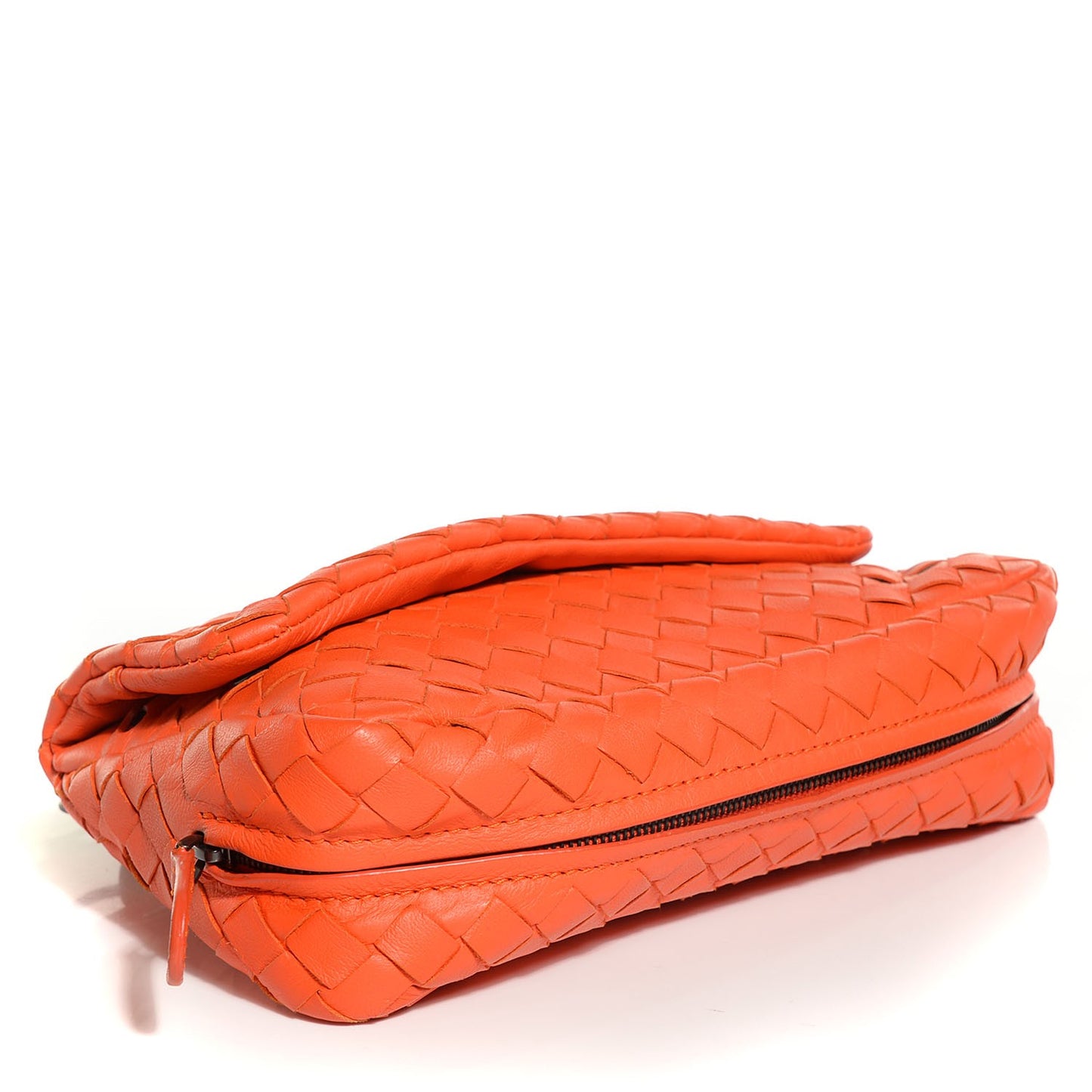 Nappa Intrecciato Small Chain Crossbody Tangerine Orange
