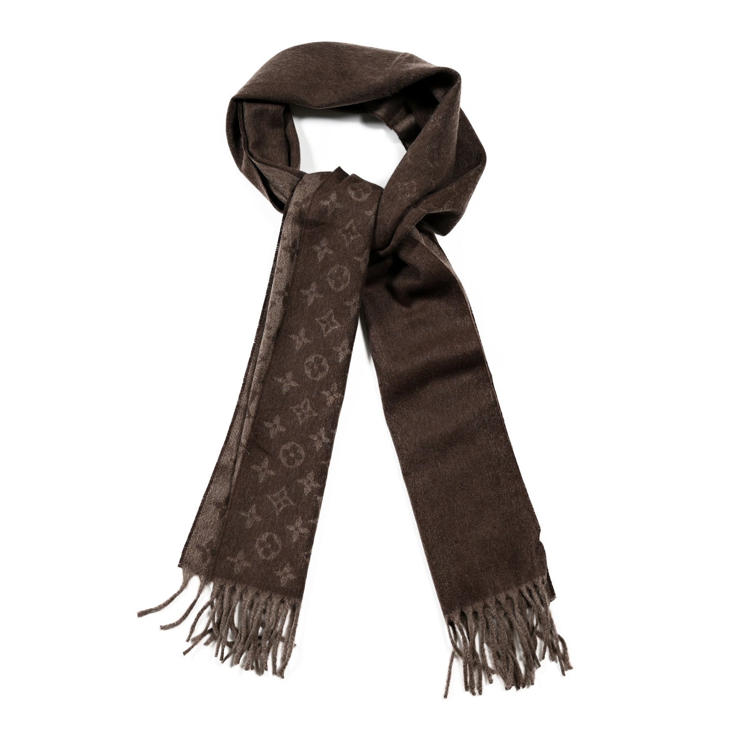 Cashmere Wool Monogram Gradient Scarf Noisette