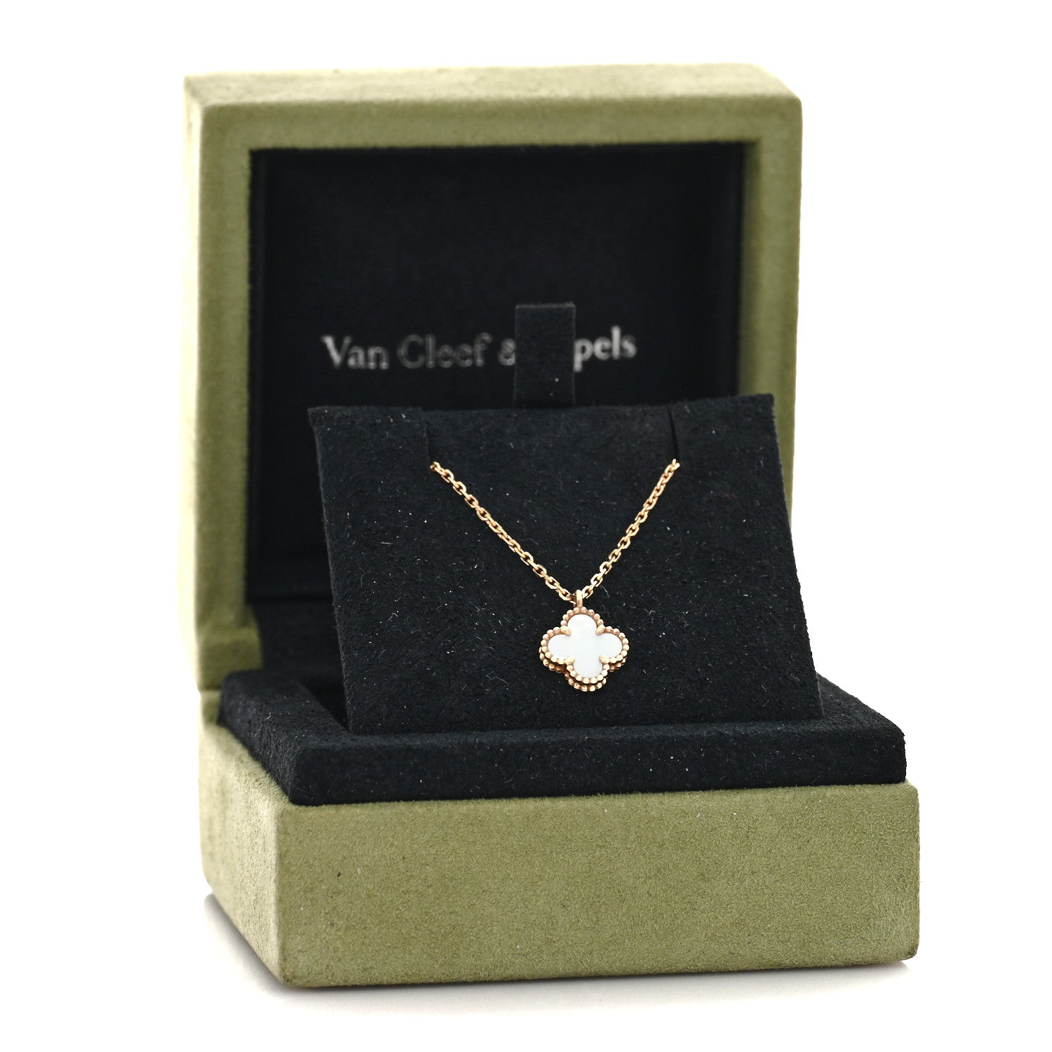Van Cleef & Arpels 18K Yellow Gold Mother of Pearl Sweet Alhambra Pendant Necklace 5 of 5