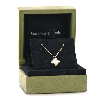 Van Cleef & Arpels 18K Yellow Gold Mother of Pearl Sweet Alhambra Pendant Necklace 5 of 5