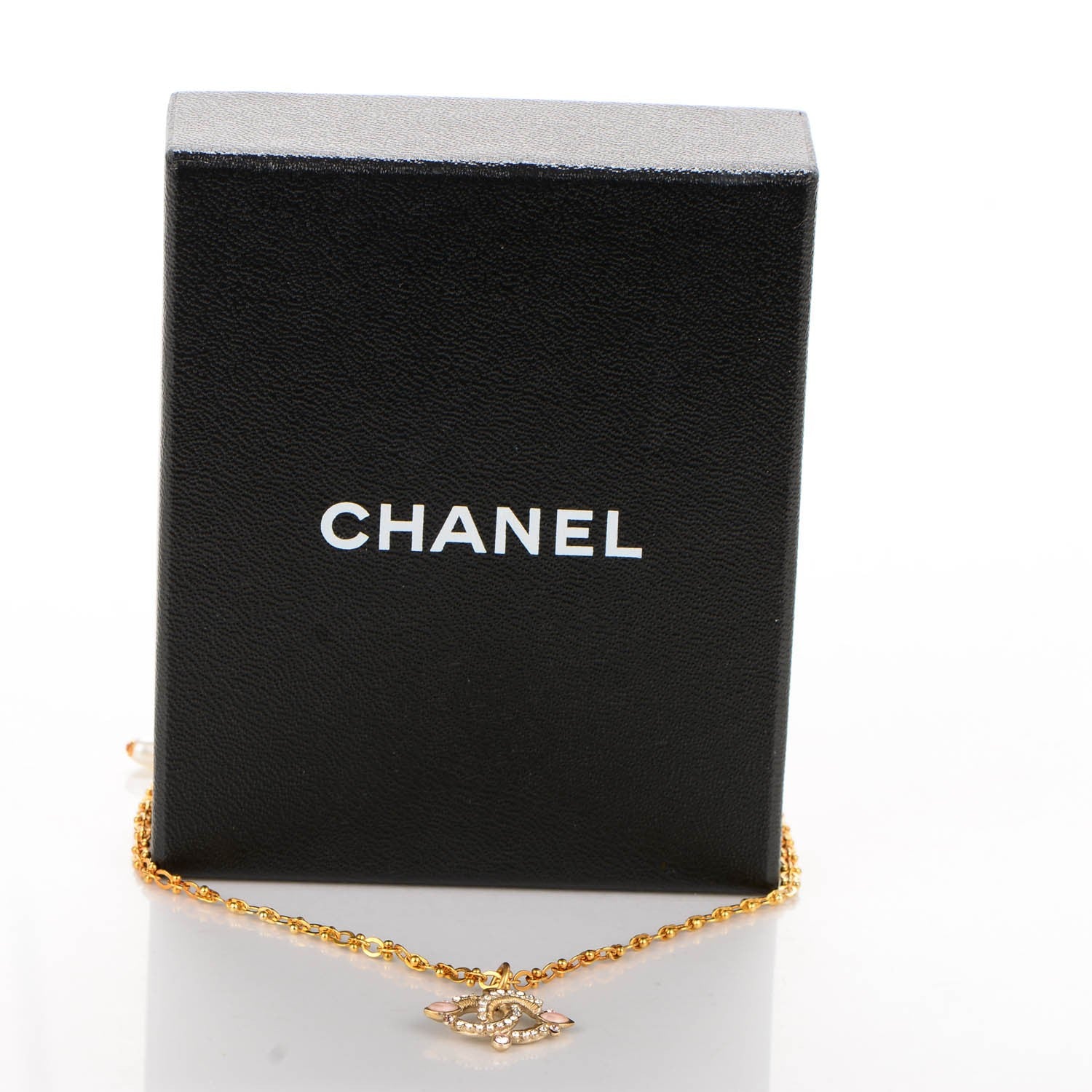 Chanel Pearl Crystal CC Necklace Gold 5 of 5