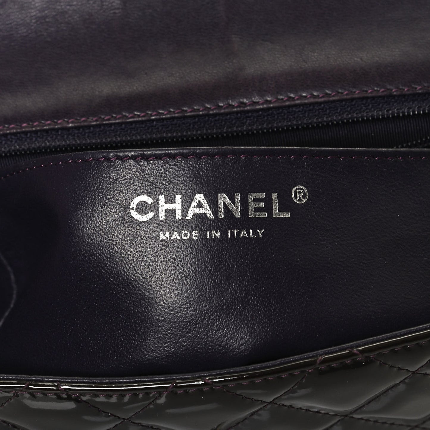 Patent Quilted Mini Square Flap Purple
