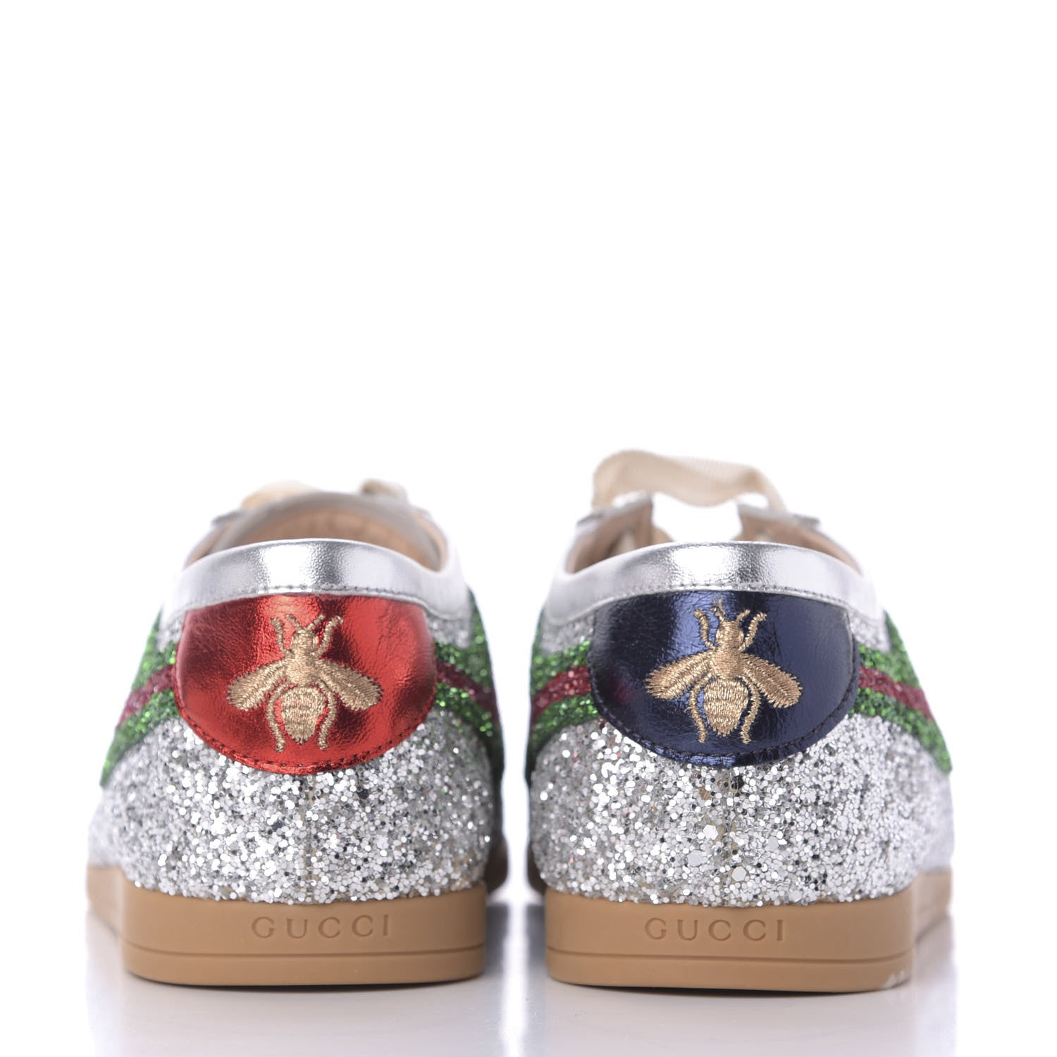 Gucci Glitter Fabric Web Mens Falacer Sneakers 8 Silver 5 of 11