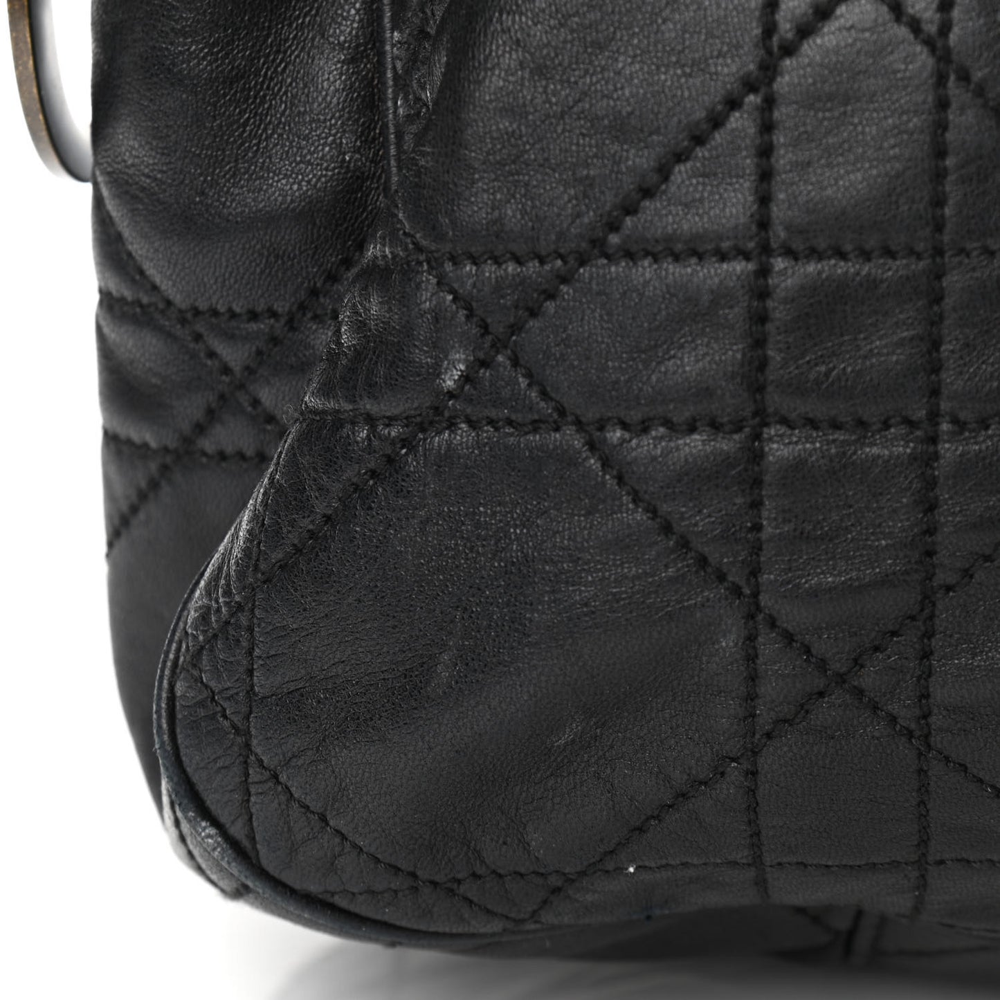 Lambskin Cannage Drawstring Bag Black