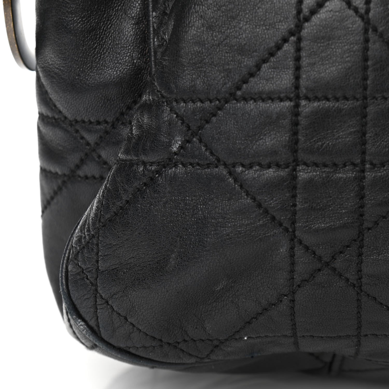 Christian Dior Lambskin Cannage Drawstring Bag Black 14 of 17