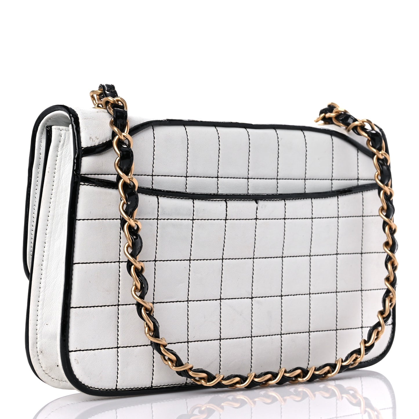 Lambskin Reissue Chocolate Bar Flap White Black