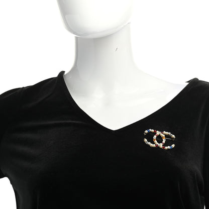Chanel Pearl Crystal CC Brooch Gold Multicolor 2 of 4