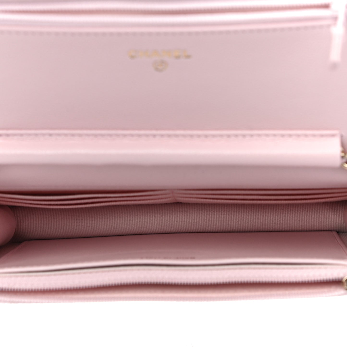 Caviar Quilted Crystal CC Wallet On Chain WOC Light Pink