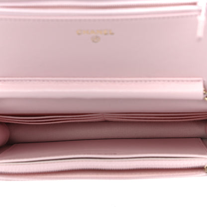 Chanel Caviar Quilted Crystal CC Wallet On Chain WOC Light Pink 5 of 10