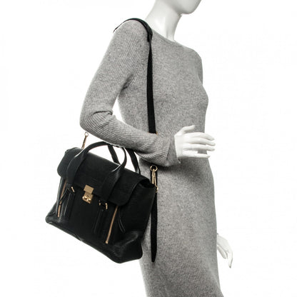 3.1 Phillip Lim 3.1 Textured Calfskin Medium Pashli Satchel Black 2 of 7
