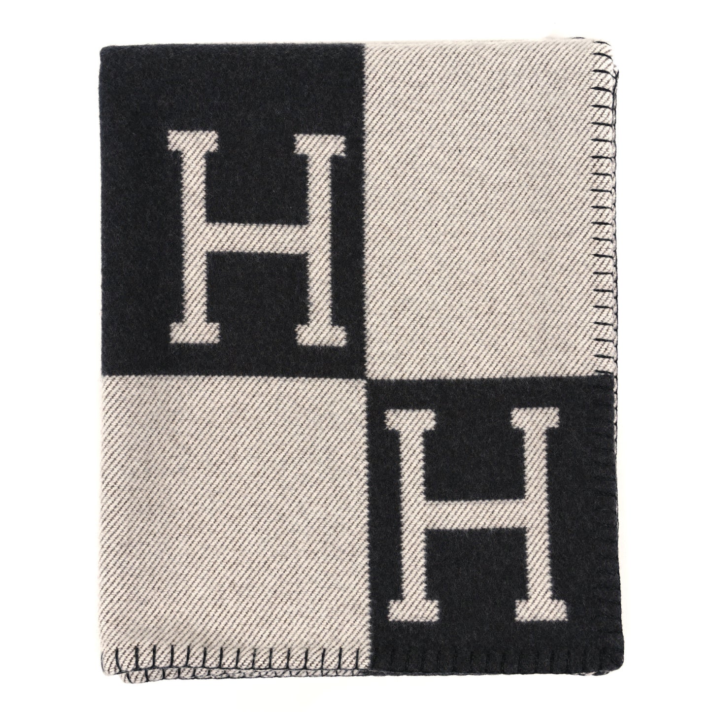 Wool Cashmere Avalon III Blanket Ecru Black