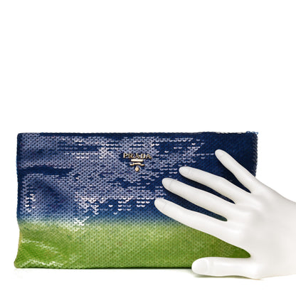Prada Sequin Ombre Clutch Blue Light Green 2 of 10
