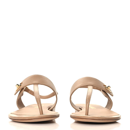 Chanel Calfskin CC Thong Sandals 37.5 Beige 3 of 10