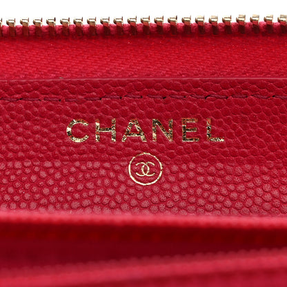 Chanel Caviar Camellia Embossed Large Zip Around Gusset Wallet Pink 6 of 8