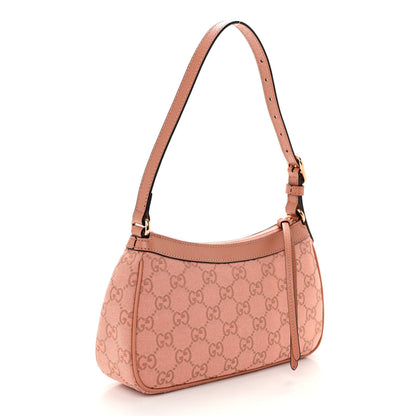 Gucci Monogram Textured Dollar Calfskin Small Ophidia Hobo Cloche Rose Pink 3 of 9