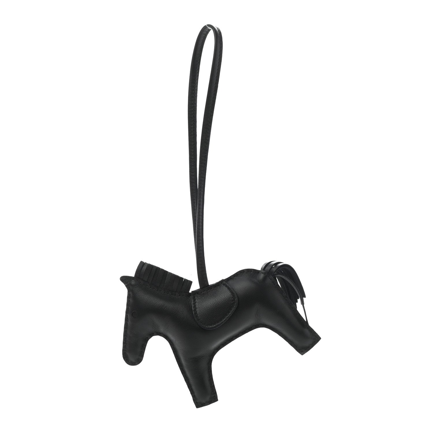 Hermes Milo Lambskin Grigri Rodeo Horse Bag Charm MM So Black 1 of 4