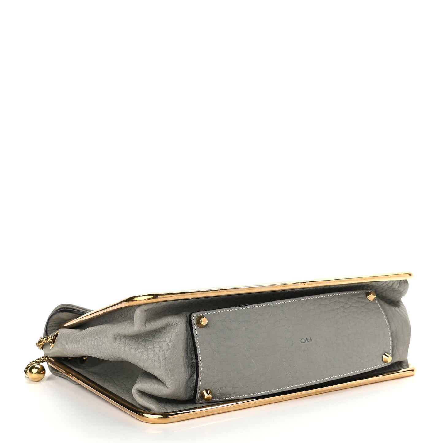 Grained Calfskin Medium Sally Flap Bag Grey