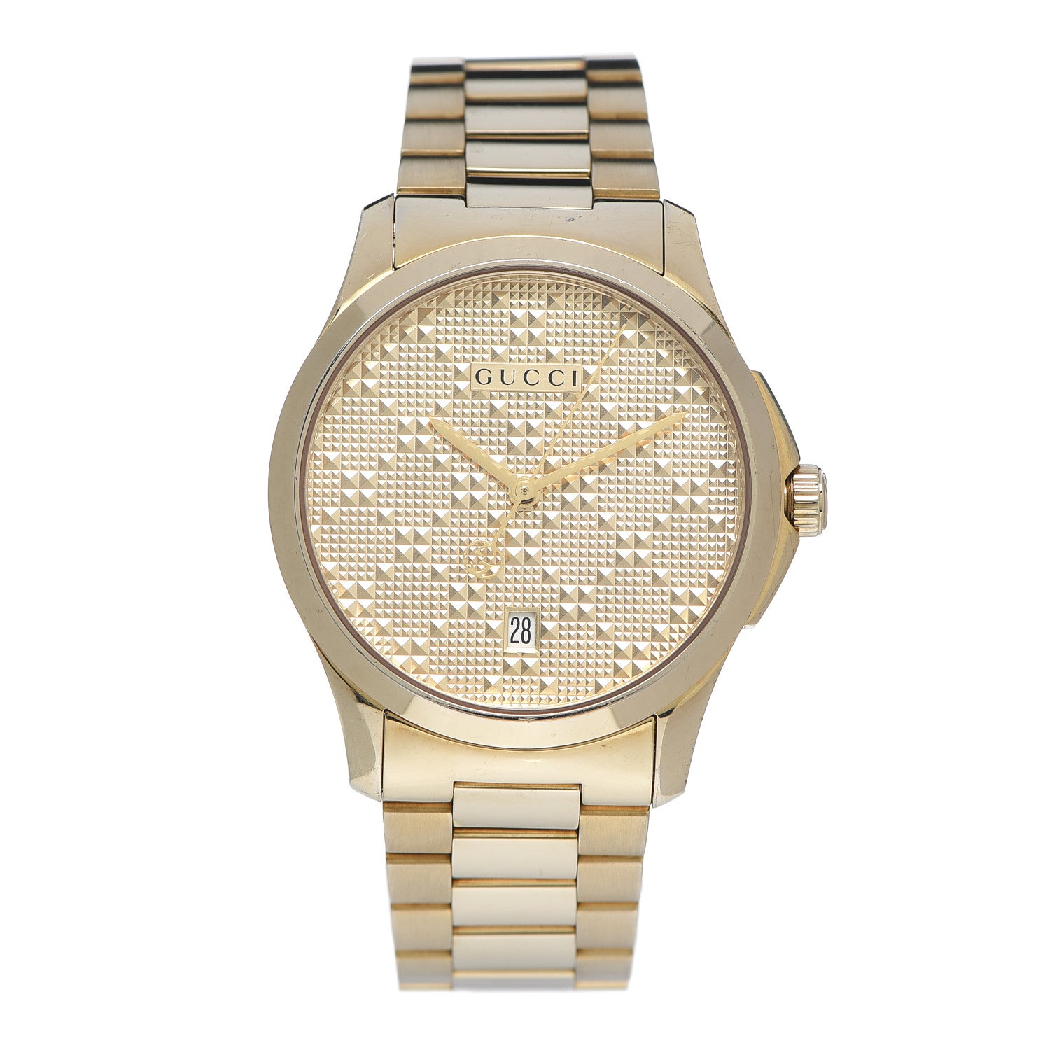 Gucci Stainless Steel 38mm G-Timeless Diamante Quartz Watch Gold 1 of 5