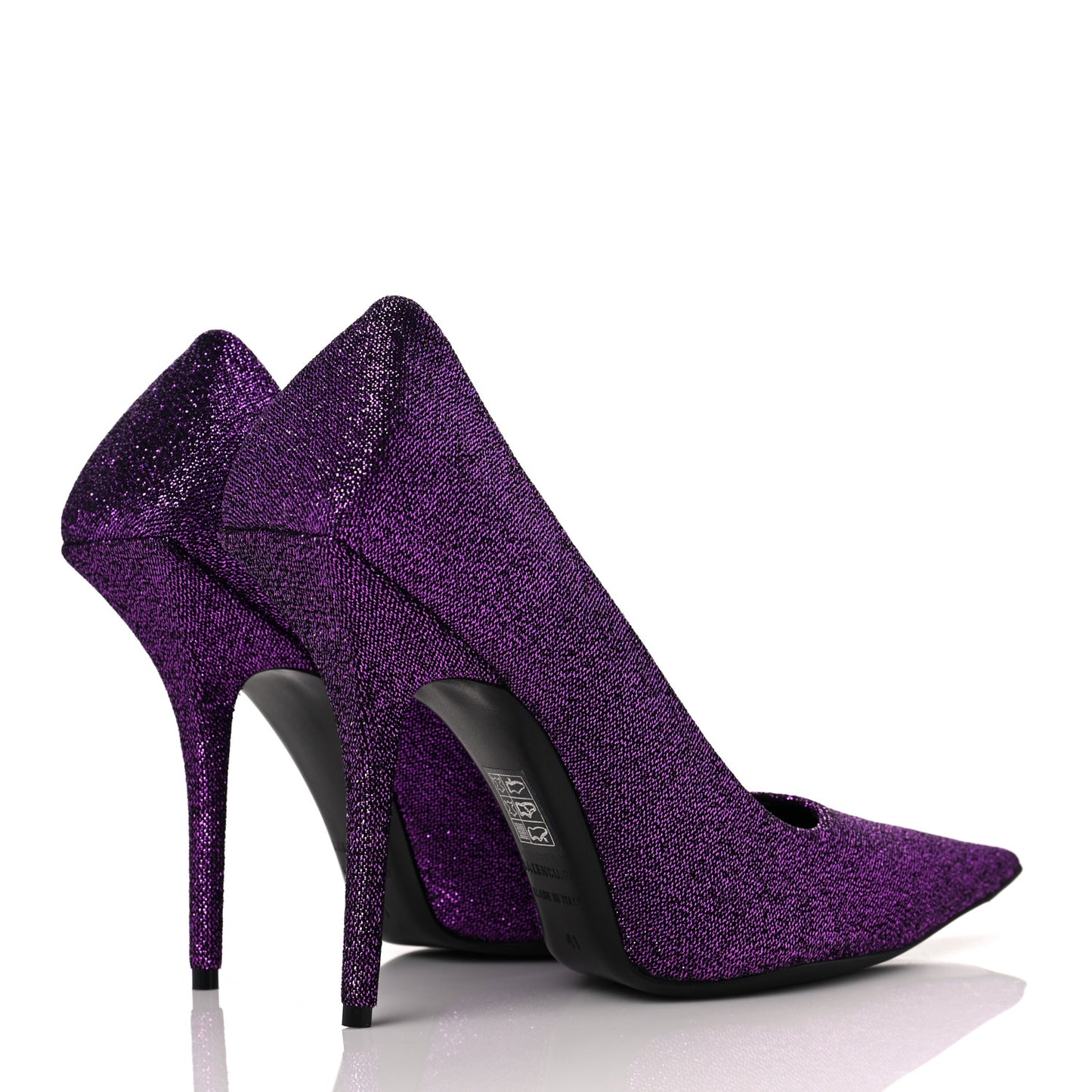 Shiny Fabric Square Knife 110mm Pumps 41 Purple