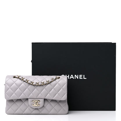 Chanel Lambskin Quilted Small Double Flap Light Grey 10 of 10