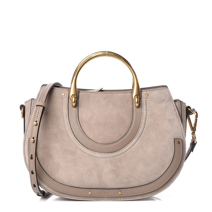 Chloe Calfskin Suede Medium Pixie Shoulder Bag Motty Grey 1 of 11