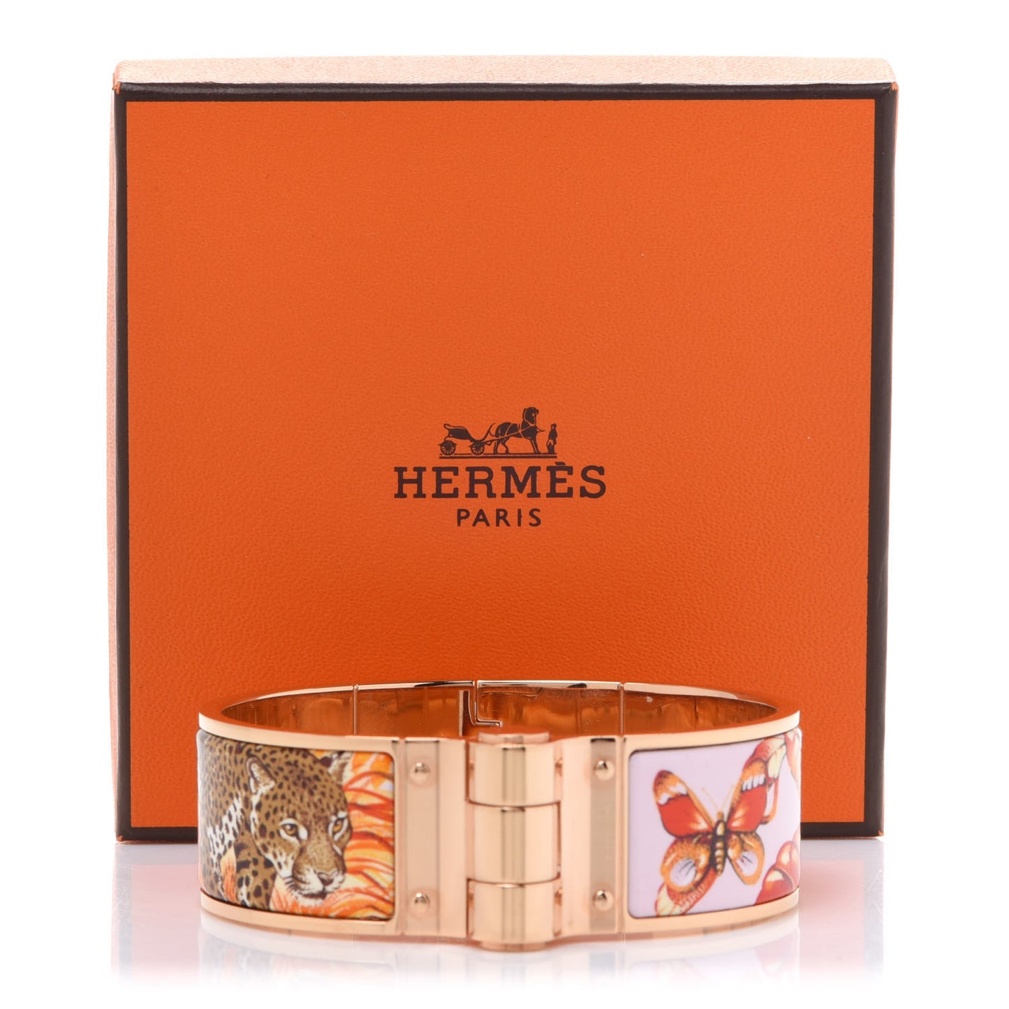 Enamel Printed Equateur Wide Hinged Bracelet La Vie En Orange
