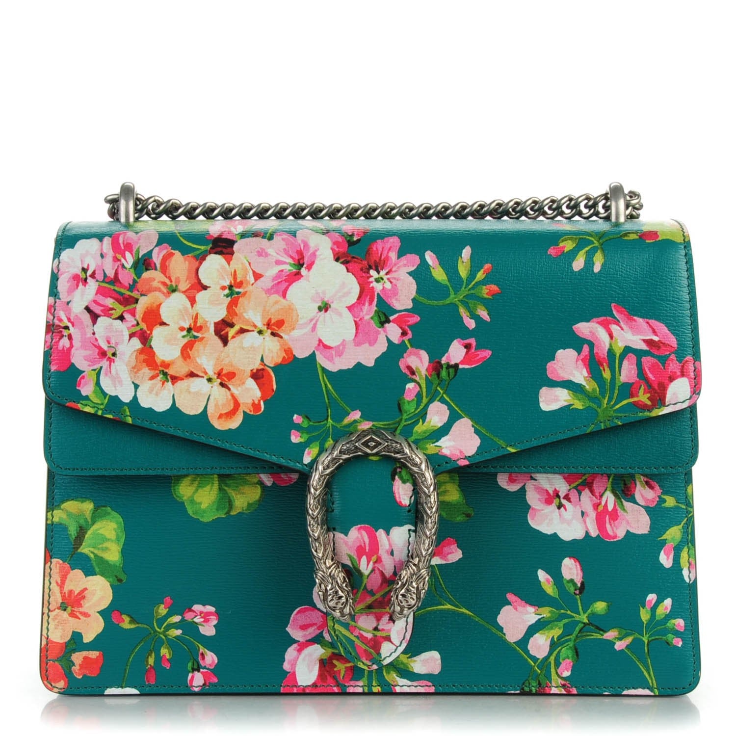 Gucci Calfskin Blooms Print Medium Dionysus Shoulder Bag Bright Emerald Multicolor 1 of 7