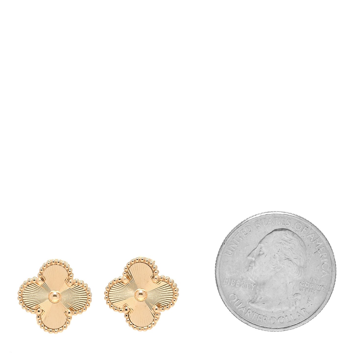 18K Yellow Gold Guilloche Vintage Alhambra Earrings
