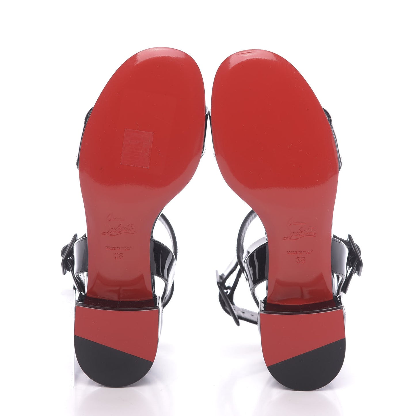 Patent Multipot 25 Block Heel Sandals 38 Black