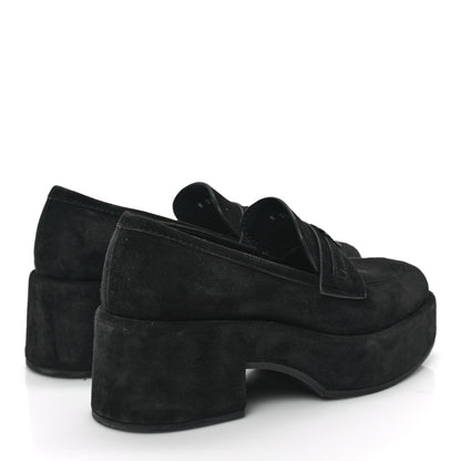 Chanel Suede CC Platform Loafers 36.5 Black 4 of 8