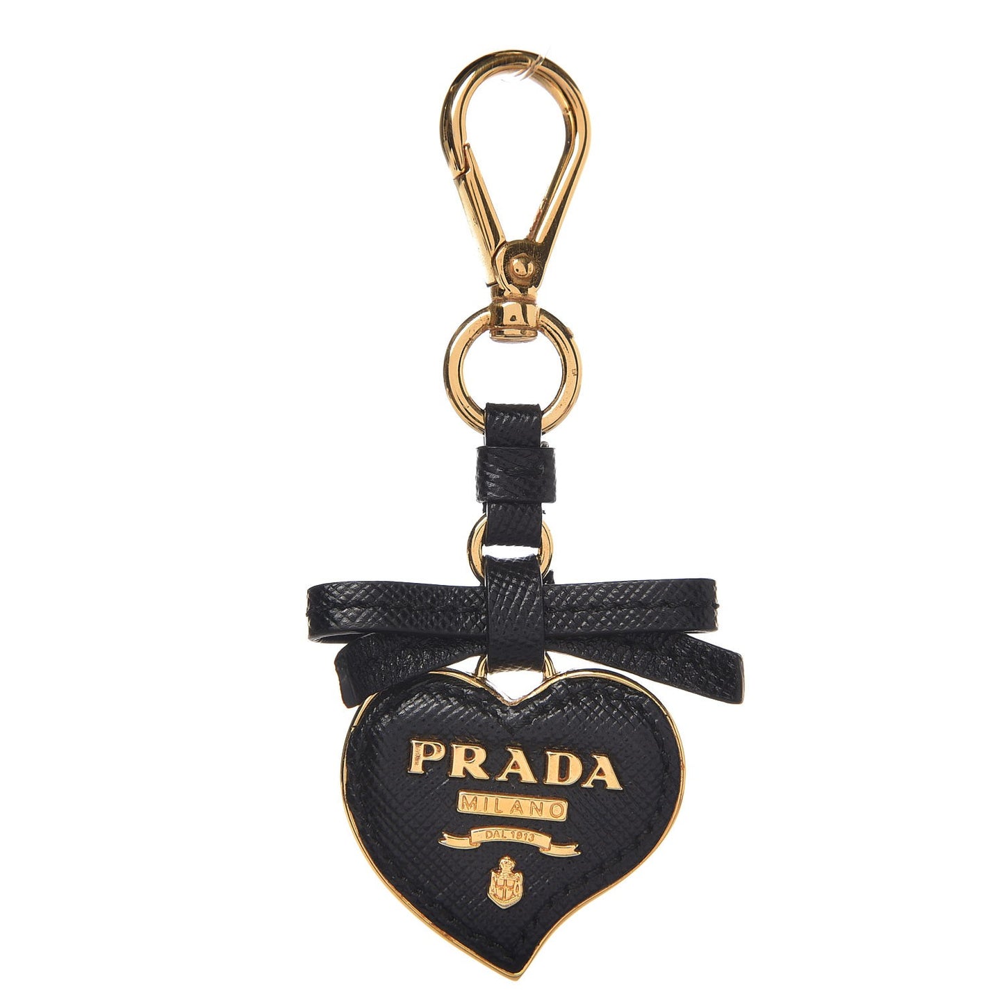 Saffiano Heart Keychain Charm Nero Black