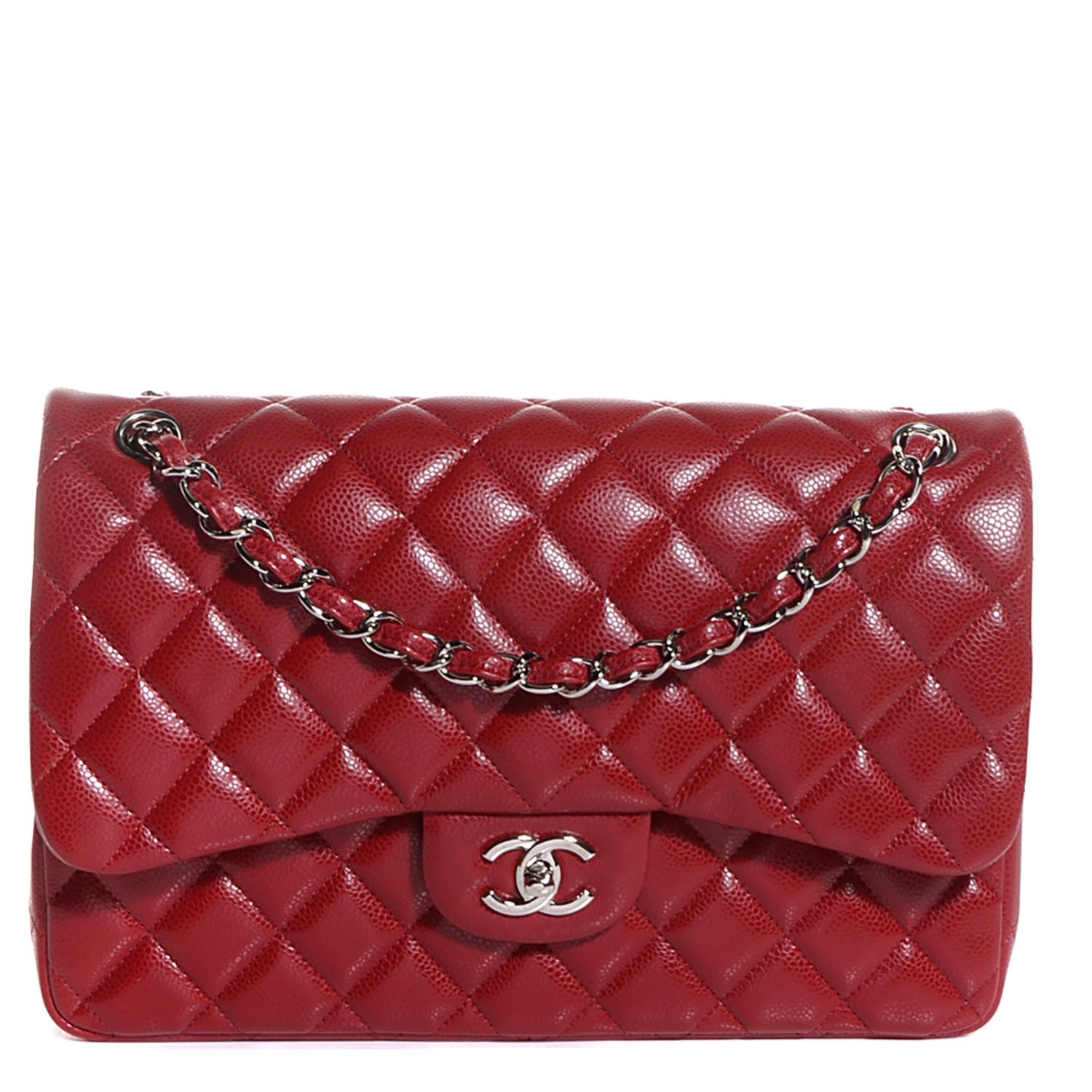 Chanel Caviar Quilted Jumbo Double Flap Red 1 of 8