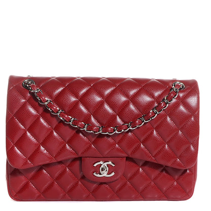 Chanel Caviar Quilted Jumbo Double Flap Red 1 of 8