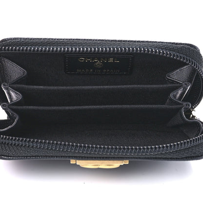 Chanel Caviar Quilted Boy Zip Around Coin Purse Wallet Black 4 of 10