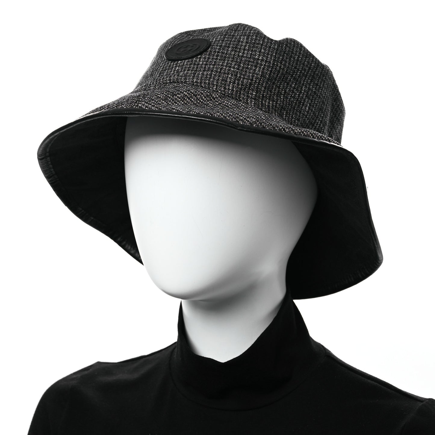 Wool Nylon GG Monogram Reversible Bucket Hat L Black Grey
