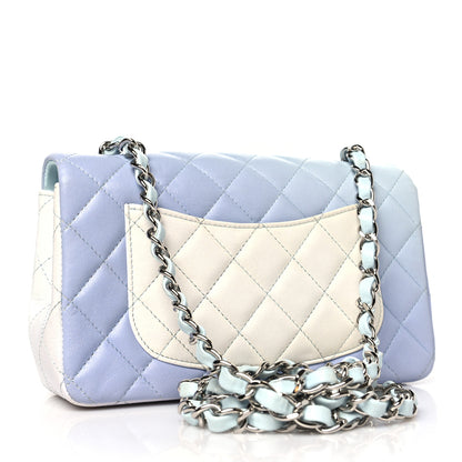 Chanel Perforated Lambskin Quilted Mini Rectangular Flap Light Blue Light Purple White 3 of 11